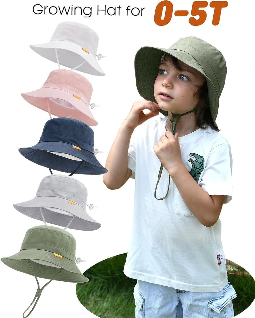 Baby Sun Hat Toddler Boys Girls Bucket Hat for Kids 0-5 Years UPF 50+ Sun Protective Child Summer Beach Hats