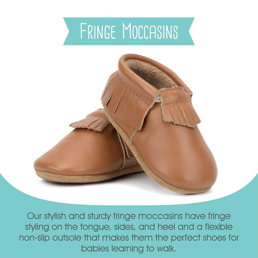 Unisex Baby Leather Moccasins, Slip Resistant, Soft-Sole Stay On Baby Shoes