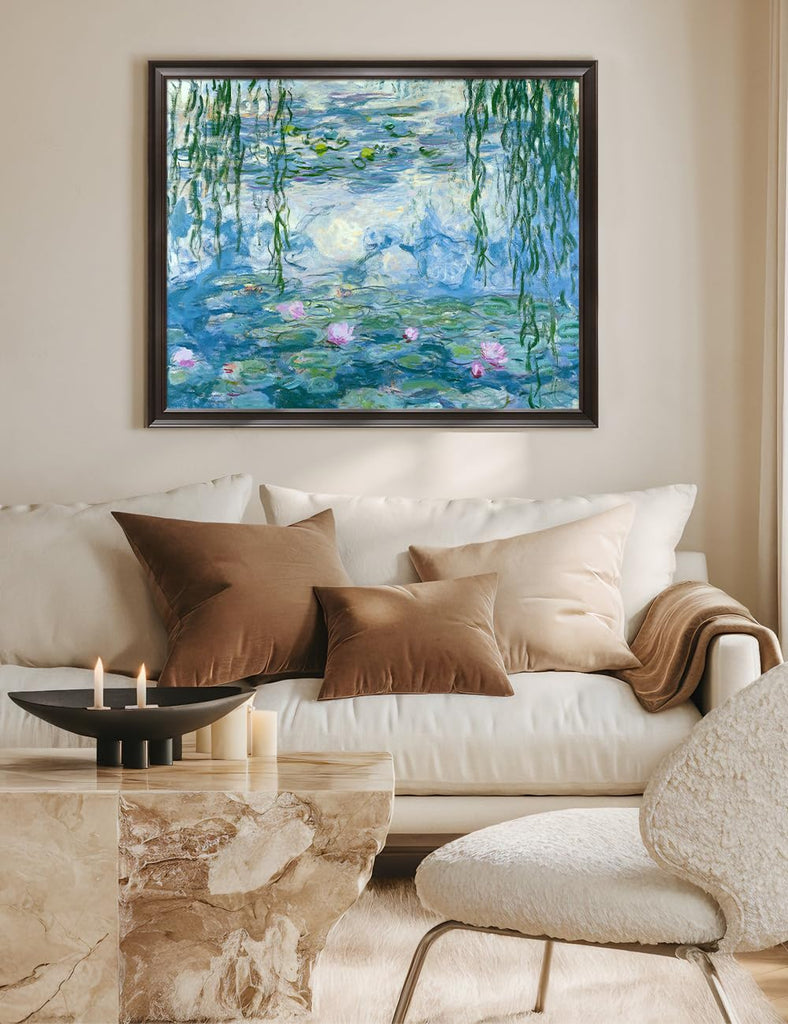 Claude Monet Wall Art Framed, Water Lilies, 35x28''