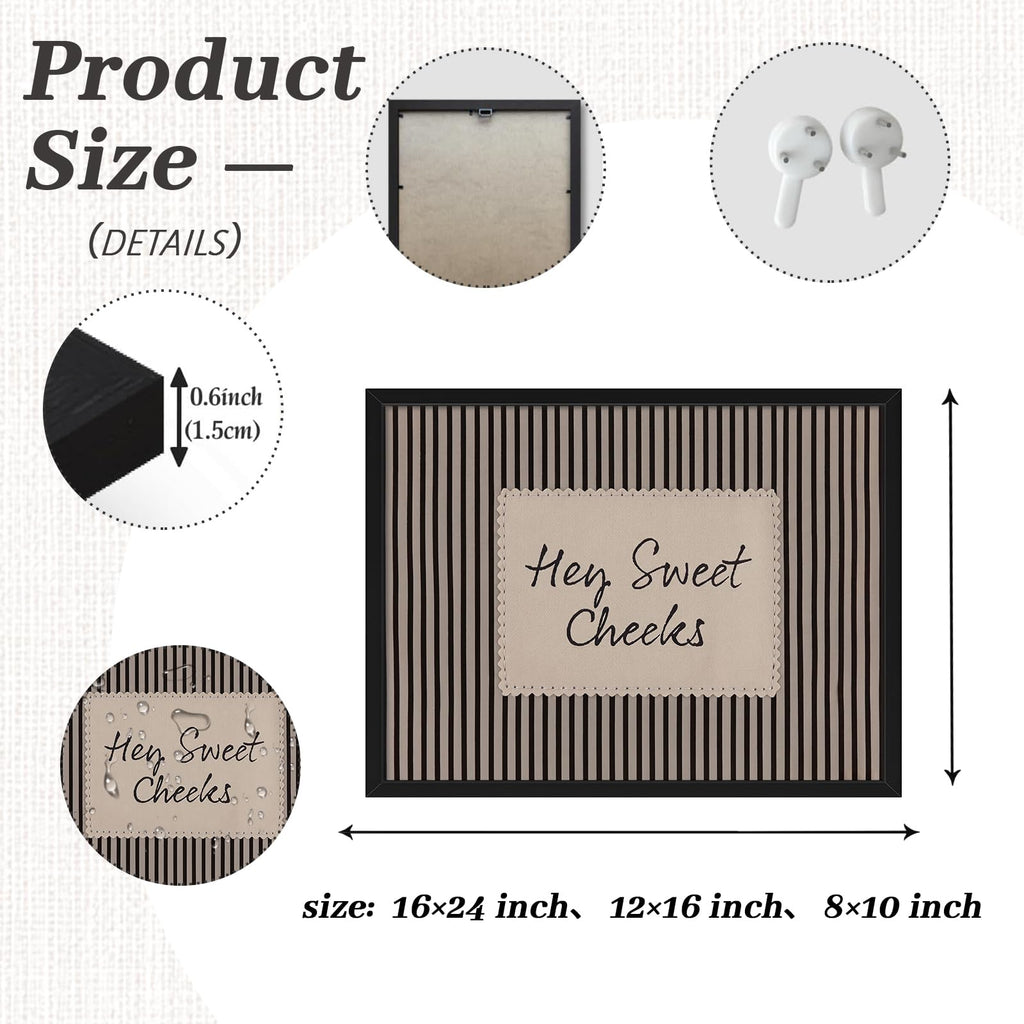 Hey Sweet Cheeks Wall Art Framed Funny Bathroom Decor 12x16 Inch