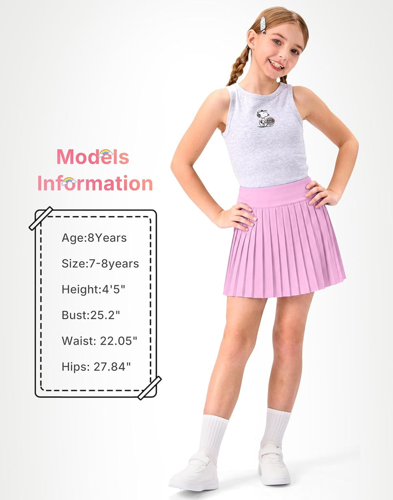 Girls Tennis Skirt with Shorts,Pleated Athletic Skort with Pockets for Golf,Running & School Uniform Skirt