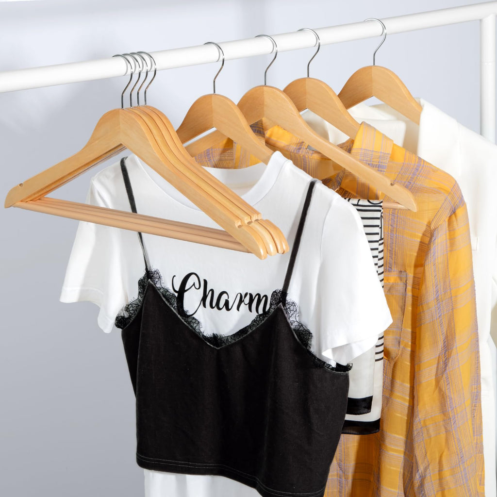Wooden Hangers 30 Pack, Wood Clothes Hanger Natural