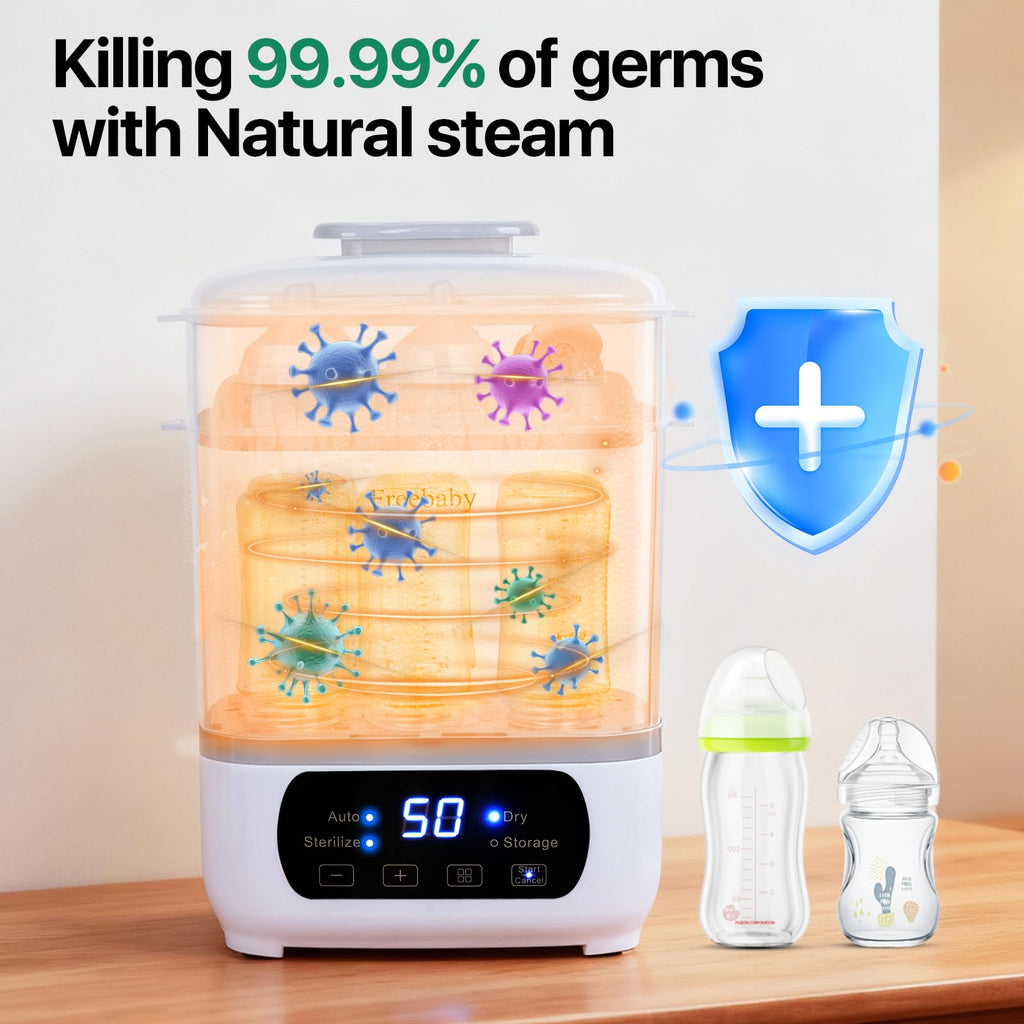 Baby Bottle Steamer and Dryer, All-in-One Sterilizer and Dryer for All Baby Bottle, Bottle Sanitizer for