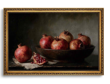 Vintage Gold Framed Kitchen Wall Art, Pomegranate Oil Painting Wall Decor