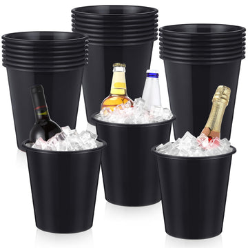 24 Pcs Plastic Ice Buckets for Parties 3 Liters Wine Bucket, Black