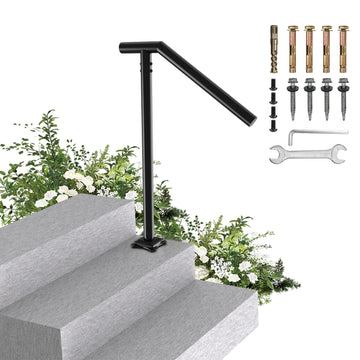 Handrails for Outdoor Step-Single Post Wrought Iron Handrail for 1-2-3 Step