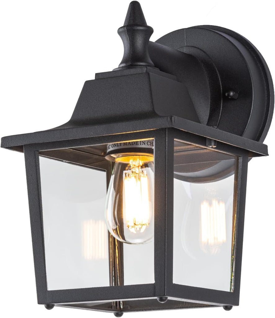 Outdoor Wall Lantern, Wall Sconce as Porch Lighting Fixture, E26 Medium Base 60W Max., Aluminum Housing Plus Glass