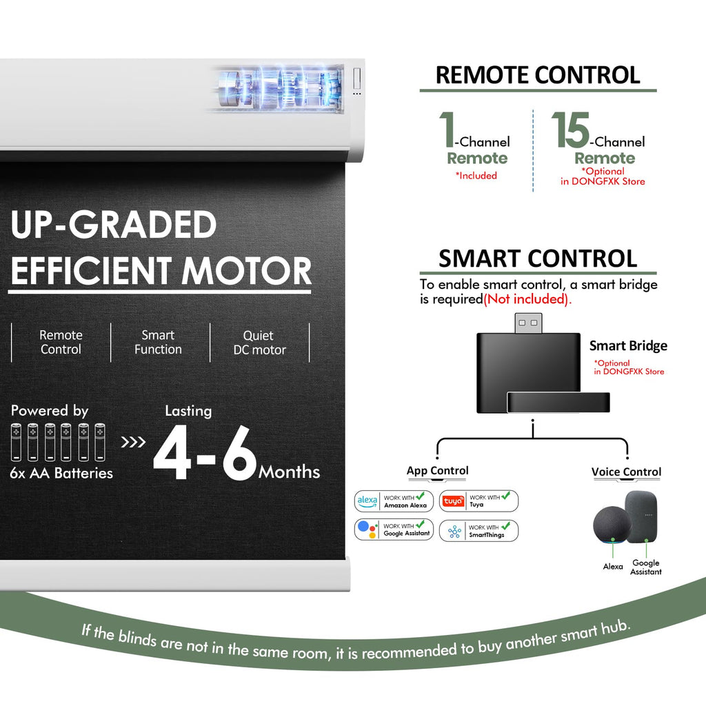 No Drill Motorized Blinds with Remote, Black