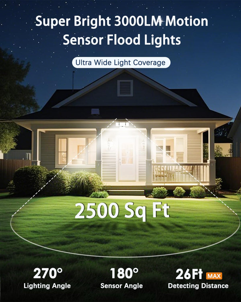 Solar Outdoor Lights Motion Sensor 288 LED Solar Security Lights with Remote Control IP67 Waterproof 4 Heads