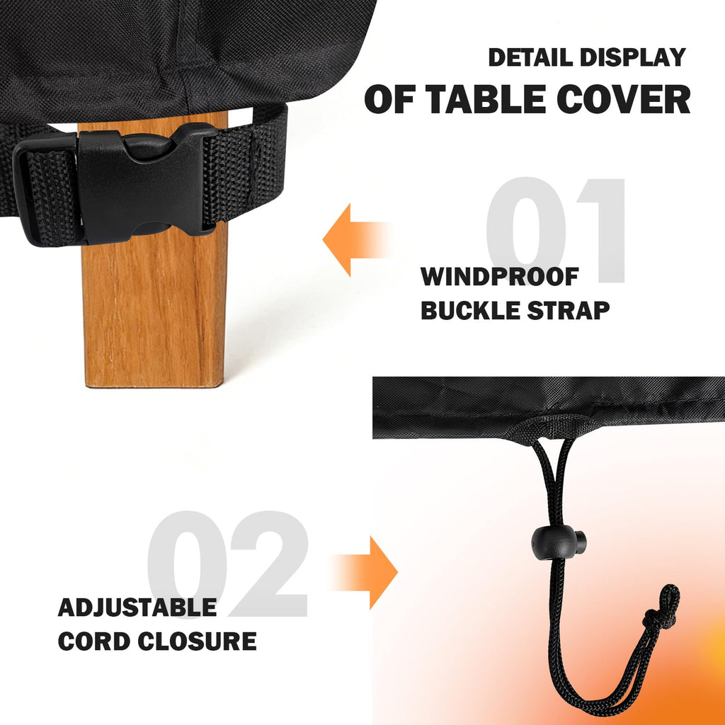 Waterproof Rectangular Patio Table Cover, 75" x 40" x 6", Black