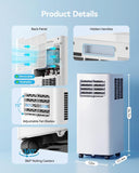 8000 BTU Portable Air Conditioner, 3-in-1 Cools 350 Sq.Ft, Quiet AC with Fan & Dehumidifier, LED Display, Remote