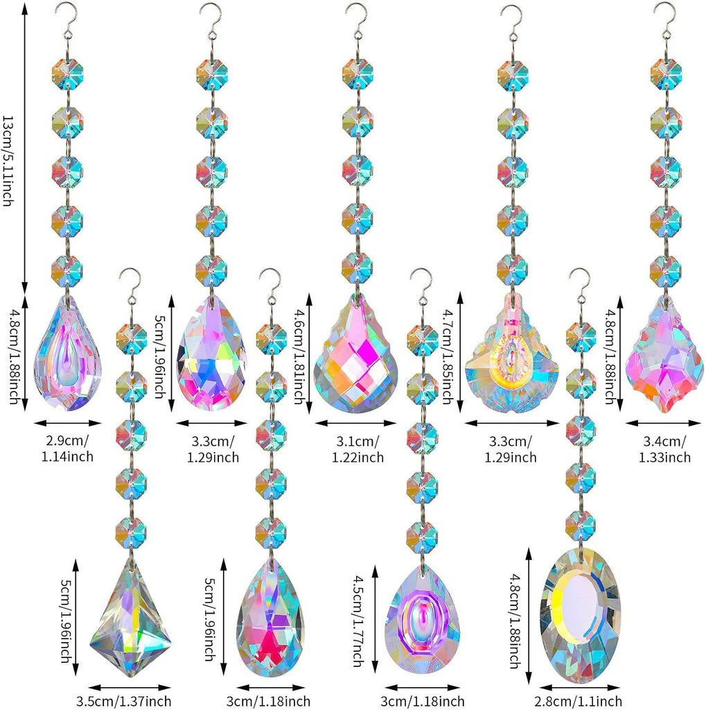 Crystal Sun Catcher, 9 Pack Hanging Ornament Crystals Balls Prism Rainbow Maker for Home, Office, Garden Decoration