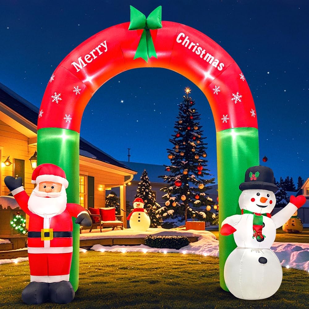 Christmas Inflatable Arch Outdoor Decorations Blow Up Archway Xmas Decor