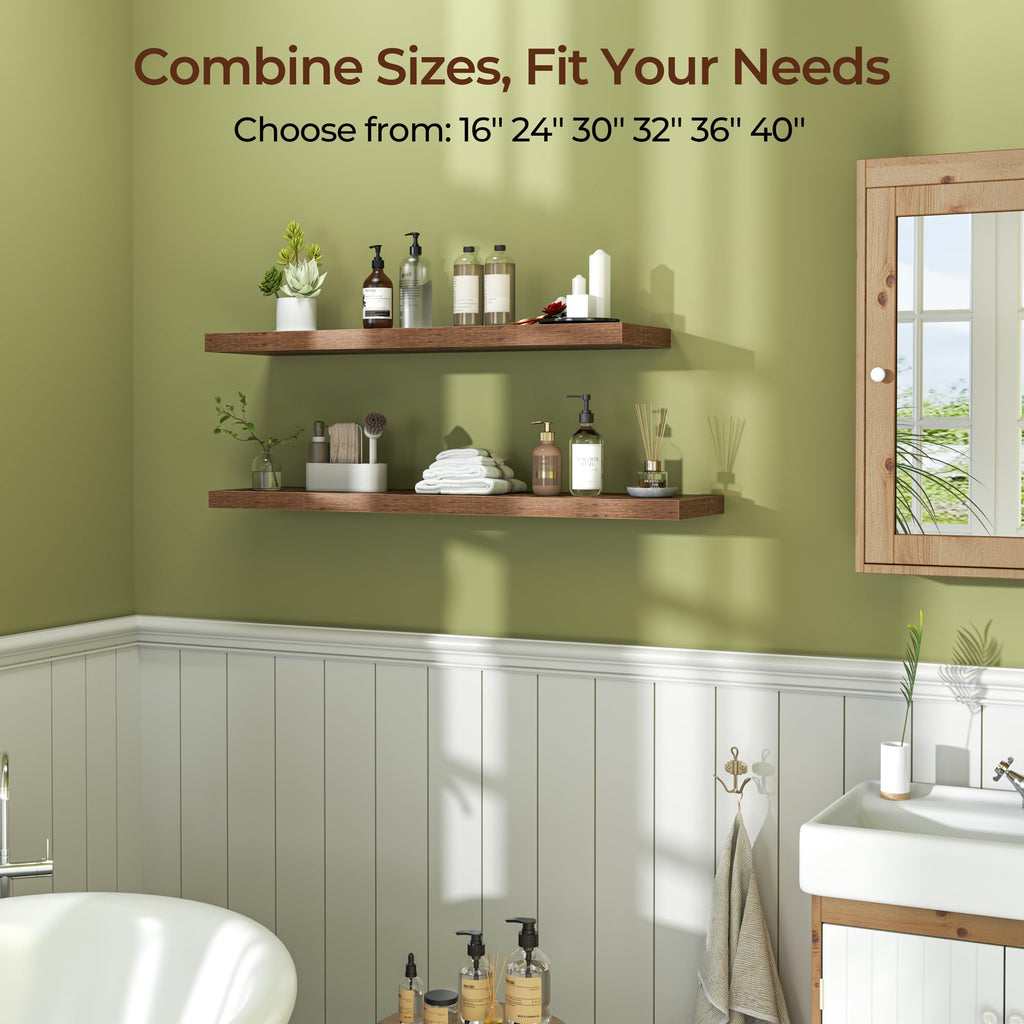 Floating Shelves for Wall 36 Inch Set of 3, Farmhouse Floating Shelves with Invisible Heavy Duty Bracket, 10 Inch