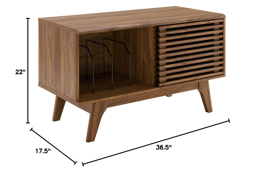 Render Mid-Century Modern 37" Vinyl Record Display Stand in Walnut