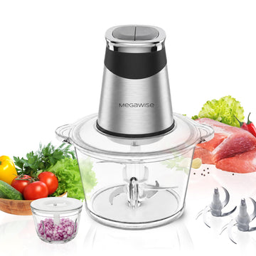Food processor with 500W powerful copper-core motor, Electric Food Chopper with Meat Grinder & Vegetable Chopper, 2