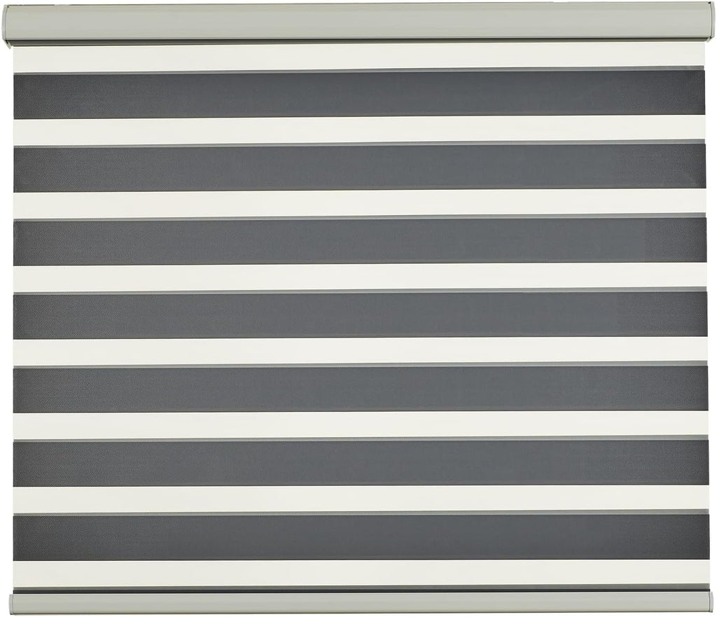 Cordless Zebra Blinds for Indoor Windows, Free-Stop Cordless, Light Filtering Sheer Shades Dual Layer for Day and Night, Roller Shades for Home (34.25" W X 64" H, Grey)