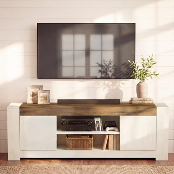 TV Stand with Storage, Farmhouse Entertainment Center for 80'' TV