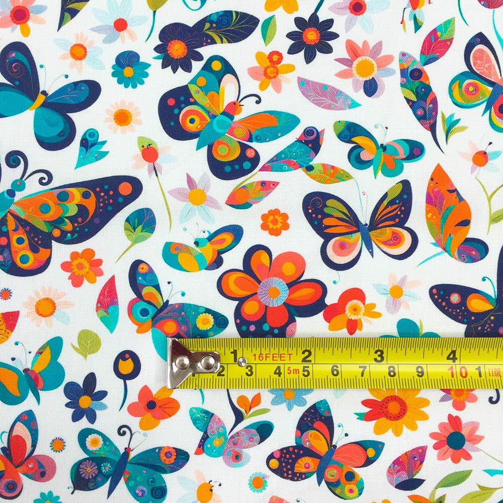 100% Cotton Fabric Butterfly Design by The Yard for Quilting Sewing Crafting
