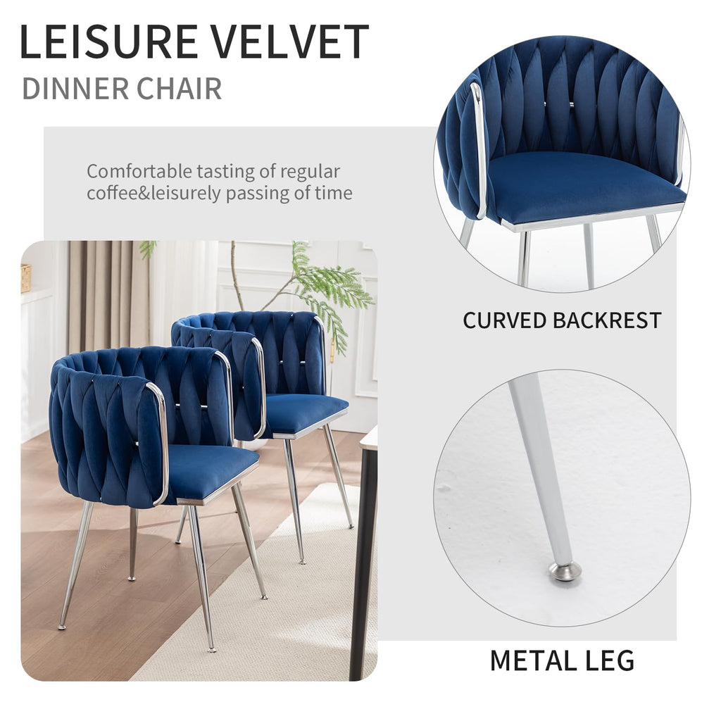 Velvet Dining Chairs Set of 2, Upholstered Dining Room Chairs with Metal Legs, Sillas de Comedor Modernas 2, Modern