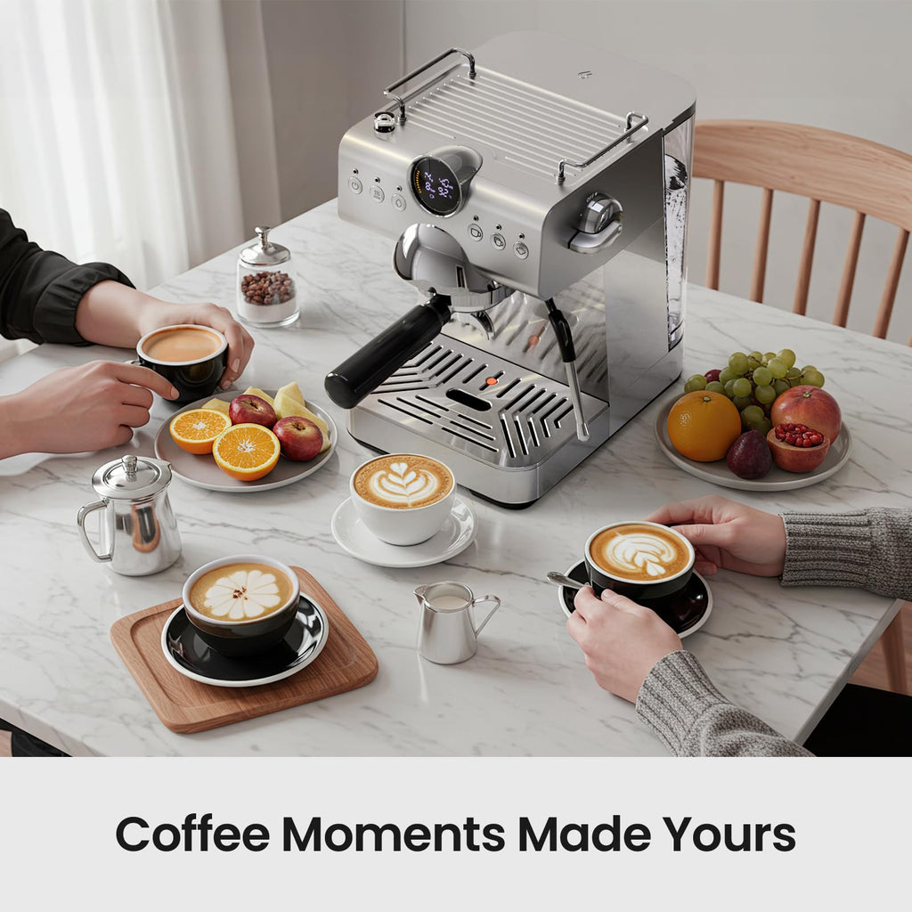 Espresso machine with Cold Brew, 20 Bar Espresso Maker with Milk Frother Steam Wand, Stainless Steel Coffee Machine