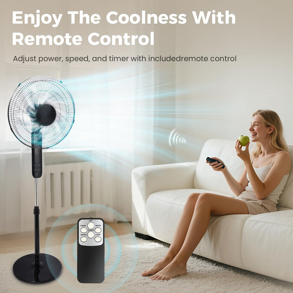 16" Pedestal Fan with Touch Screen & LED Celsius Thermometer