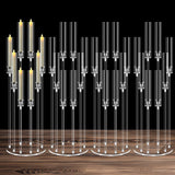 4 Sets 8 Arm Acrylic Candle Holder, Mjkeomo 38.5'' Tall Candelabra Centerpieces for Tables Clear Candlesticks Holder