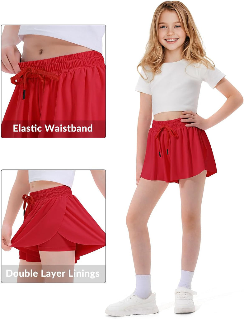 Butterfly Shorts Girls, in-1 Teen/Kids Girl Flowy Athletic Skort
