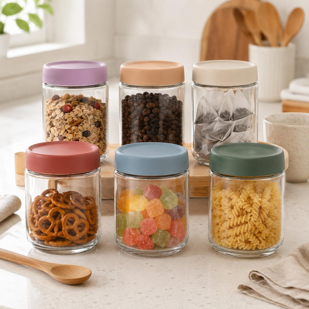 Overnight Oats Containers with Lids 16 oz Glass Jars 6 Pack Glass Mason Jars with Airtight Lids, Perfect for Oats