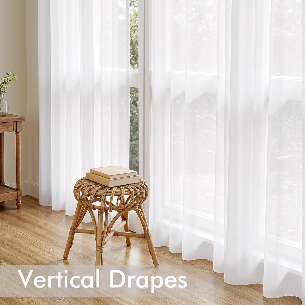 4 Panels White Extra Wide Sheer Curtains 59 x 96 Inches