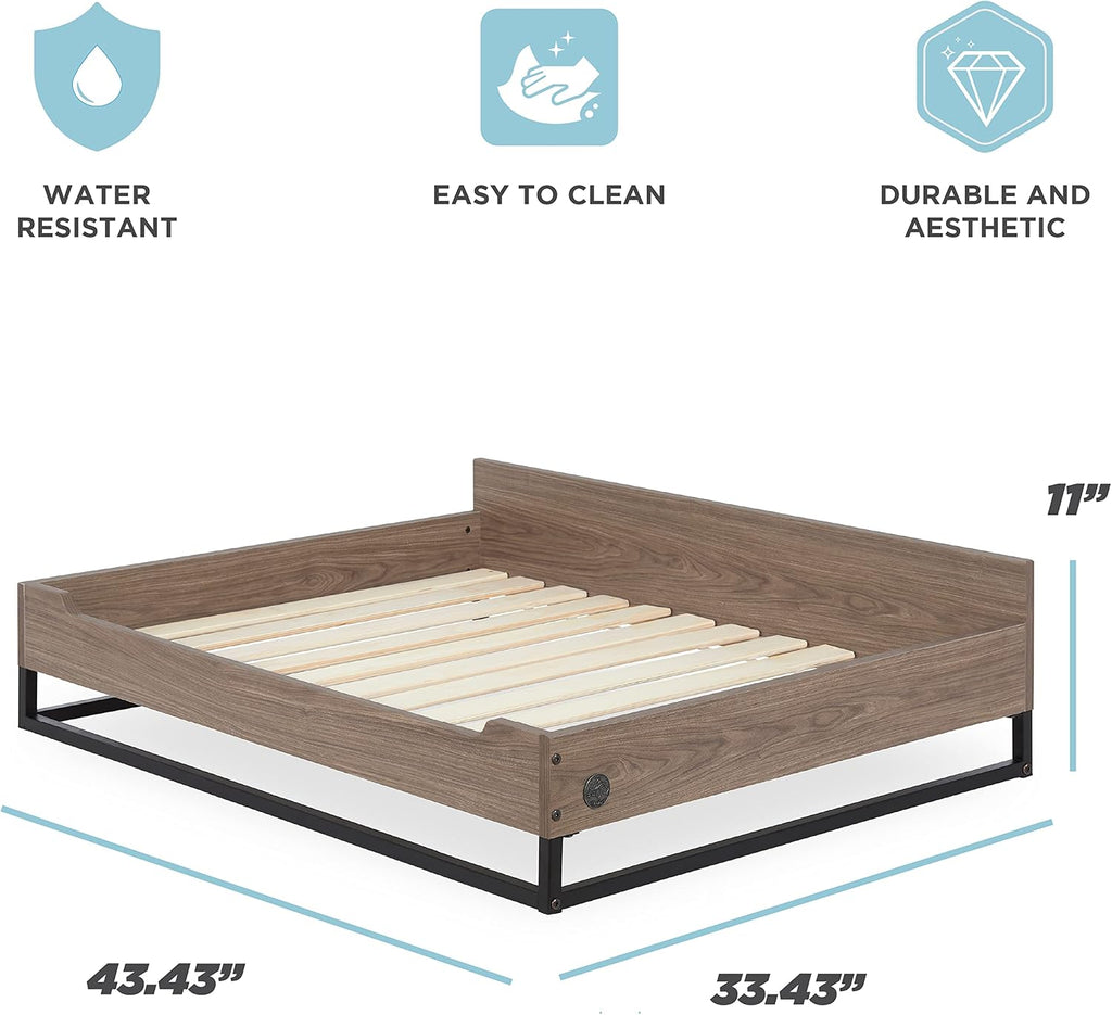 Milo Wooden Elevated Dog Bed with Soft Foam Mattress, Large