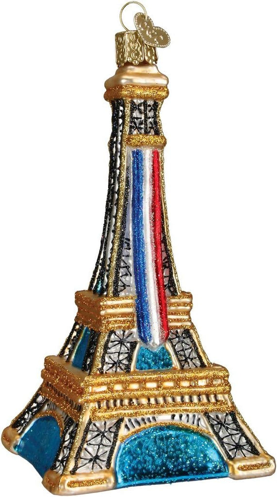 Eiffel Tower Glass Blown Ornament, Handcrafted Holiday Decoration, Landmarks Collection