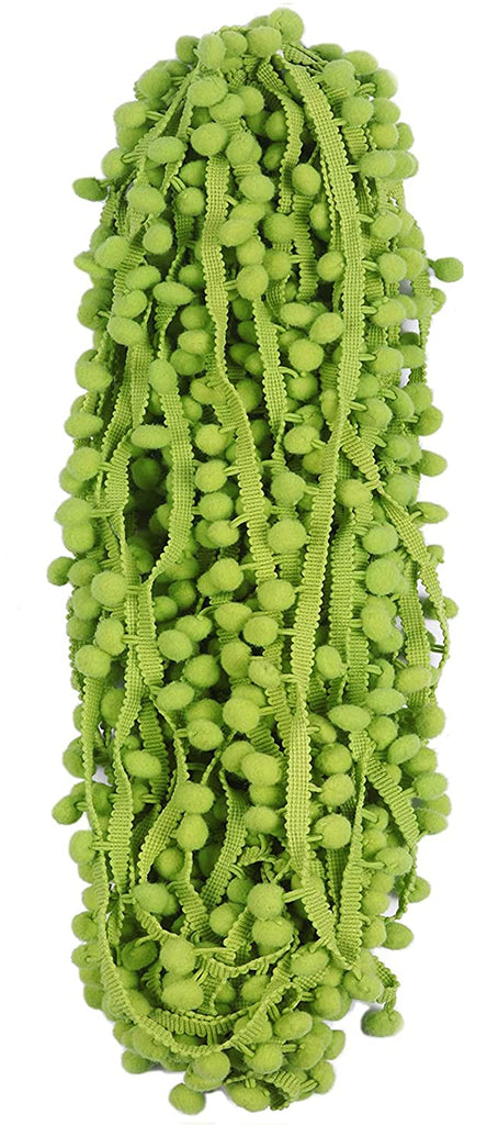 Ball Fringe 1" Wide Pom Pom Trim Ribbon Sewing(Pom Size 15mm,Lime Green) - 10 Yards