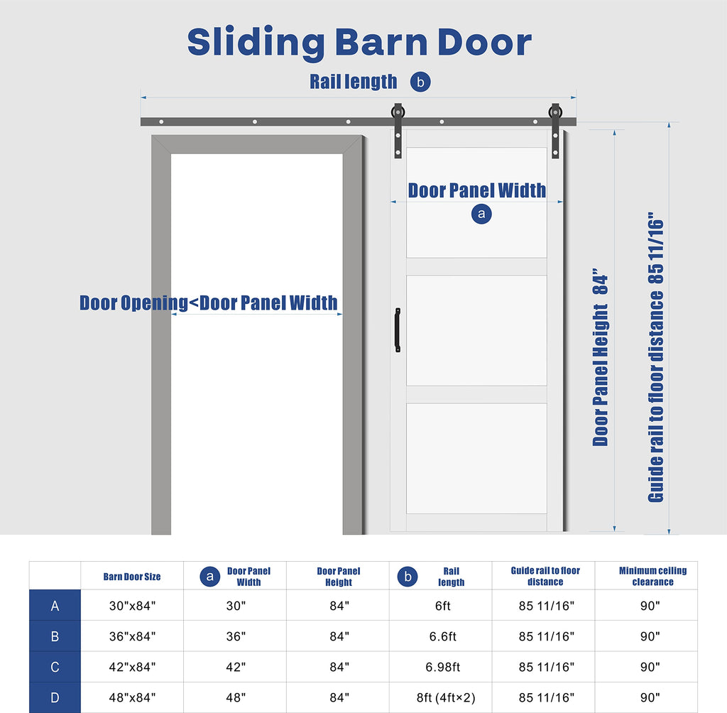 Frosted 3 Panel Glass Sliding Barn Door 42''×84'' Barn Door, Hardware Kit Included, Assembly Needed, Water-Proof PVC