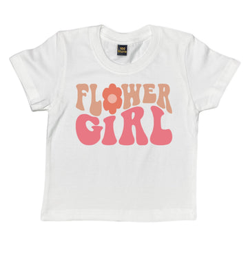 Groovy Flower Girl A Bridesmaid Proposal Flower Girl Tops for Toddler Little Girl Kids Wedding T-Shirt