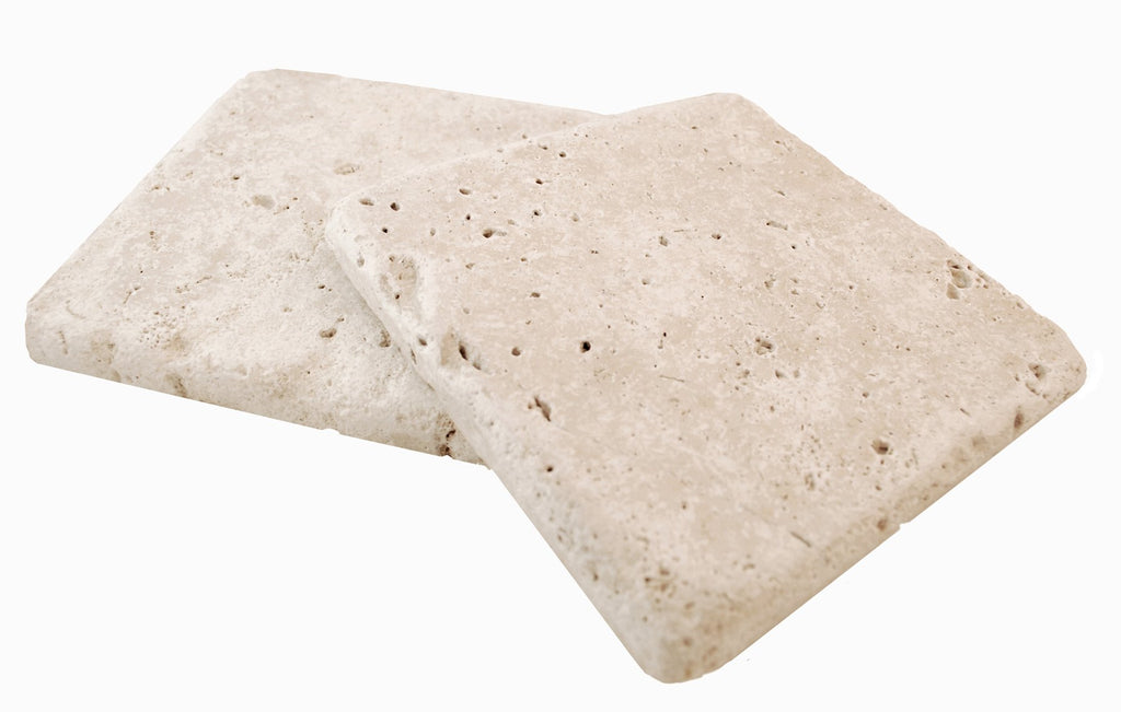 Walnut 4x4 Tumbled Travertine Floor Backsplash Tile 9 Piece Pack