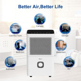 30 Pints Dehumidifier for Home and Basements, 1500 Sq.Ft Dehumidifiers with Drain Hose, Auto or Manual Drainage