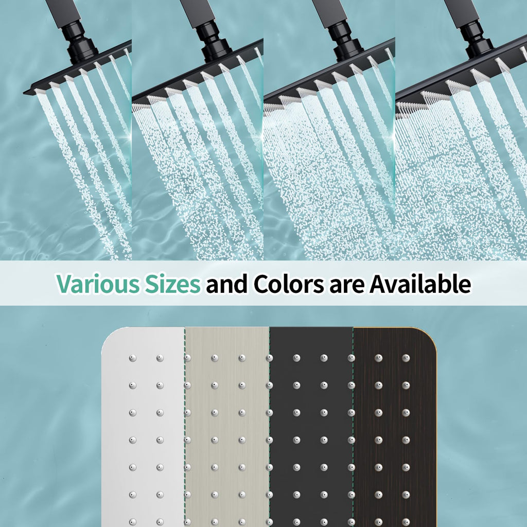 10 Inch Rain Shower Head Matte Black 304 Stailess Steel High Pressure Rainfall Showerhead
