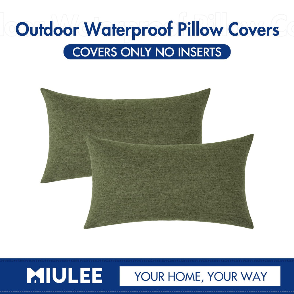 Decorative Outdoor Pillow Covers Christmas Lumbar 12x20 Dark Green