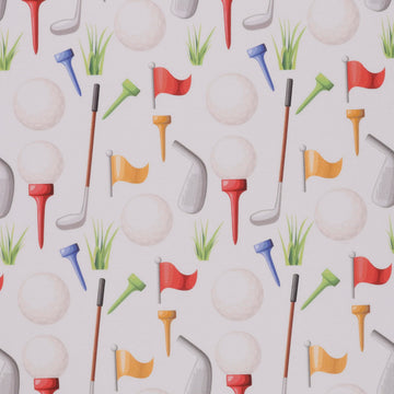 Cotton Golf Icons, White/Multi Cut by The yard