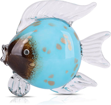 Large Glass Fish Figurines Hand Blown Glass Fish Statue and Sculpture Home Decor, Murano Animal Tropical Sea Glass