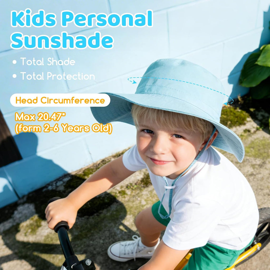 Pack Kids Toddler Sun Hat Summer UPF 50+ Wide Brim Adjustable Beach Hats for Boys Girls Years