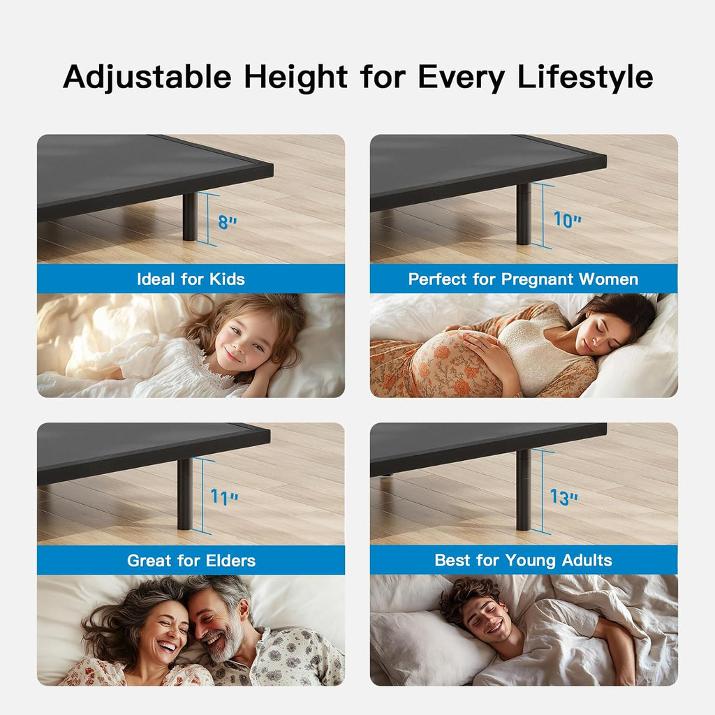 Split King Adjustable Bed Frame, Electric Bed Base with Head & Foot Incline, USB-A & USB-C Ports, LED Under-Bed