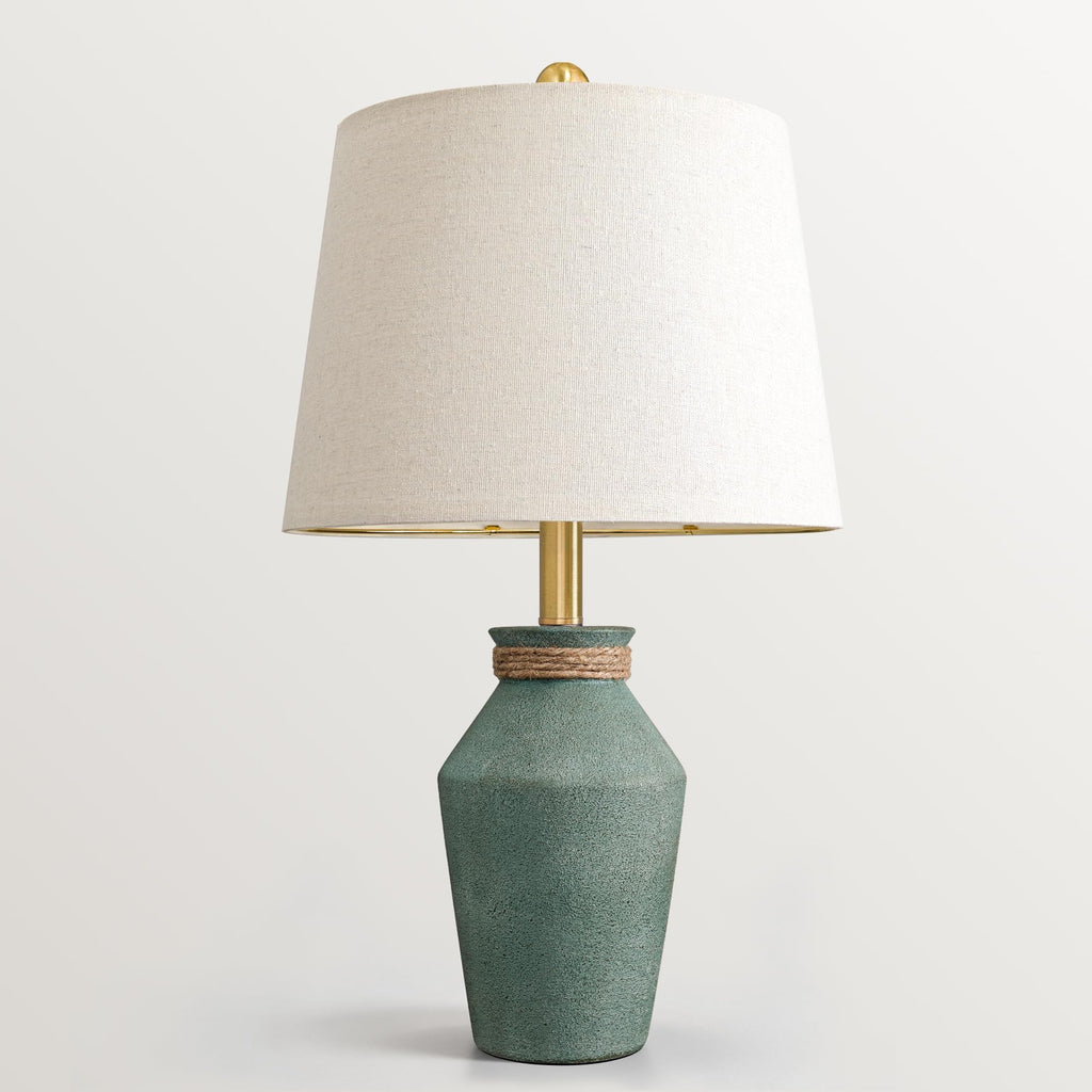 22.5" Ceramic Table Lamp Coastal Farmhouse Bedside Lamp Blue Green