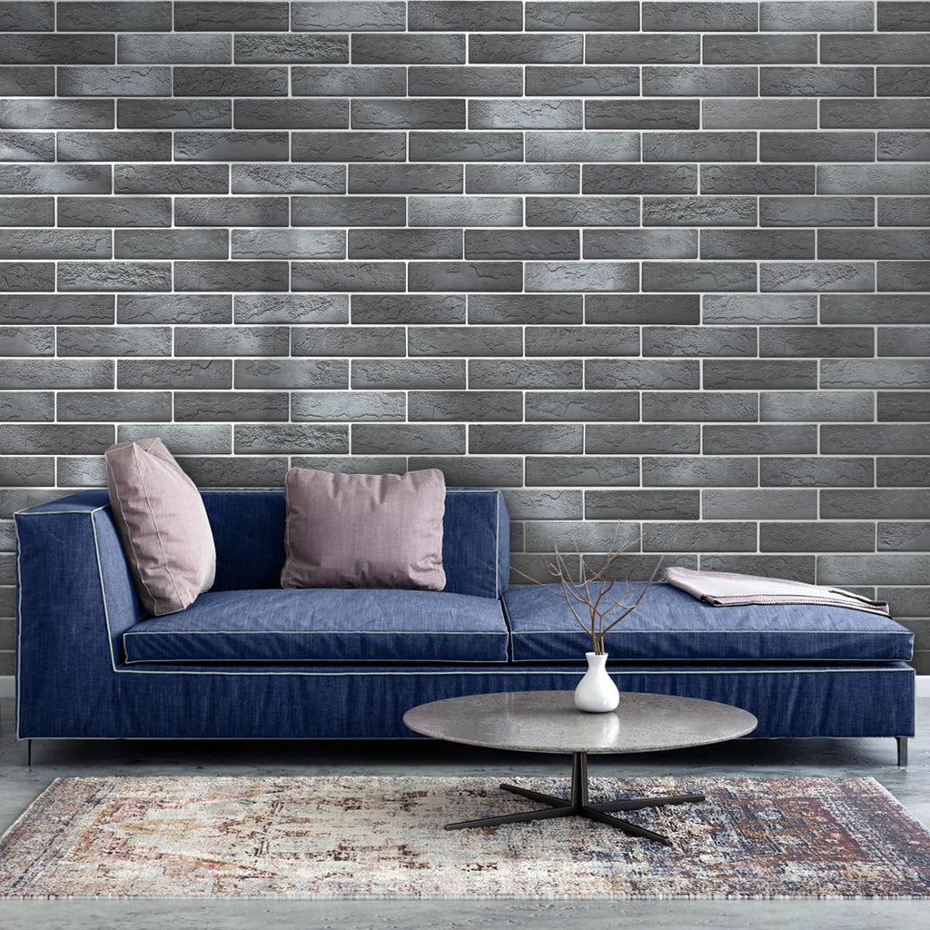 100 Whitewash Grey Faux Brick Wall Tiles, 3D Thin Brick Veneers, Fireplace and Fence Wall Panels (14.2 sq ft)