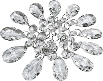 24 Pcs Teardrop Chandelier Prisms Candle Chandelier Crystal Pendants Glass Pendant Beads 1.5" for Chandelier Lights