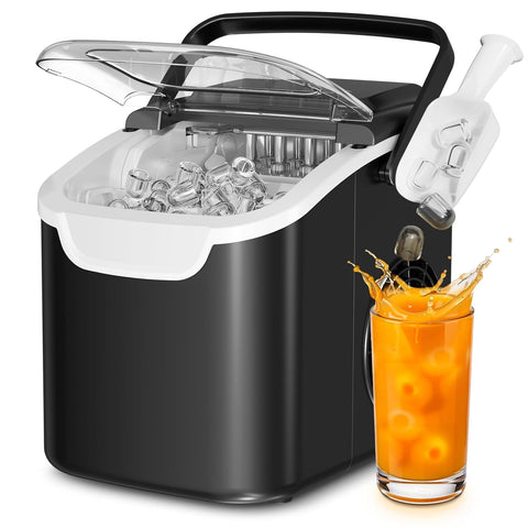 Countertop Ice Maker Machine, 8 Cubes in 6 Mins, 26.5 lbs/Day, Self-Cleaning, 2 Sizes, Ultra-Quiet