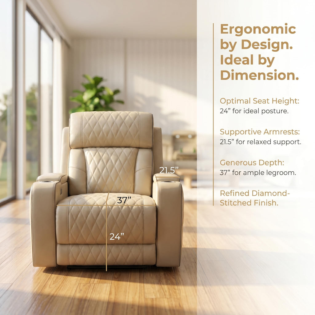 3-Piece Power Recliner Set with LED Lights, Quilted Air Leather Recliner Sofa with USB Port/Storage/Cup Holder/Reader