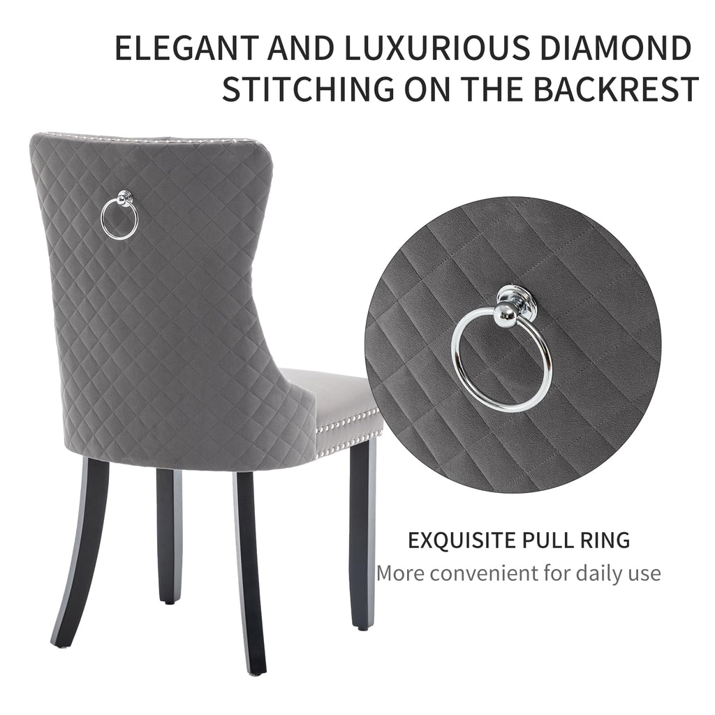 Velvet Dining Chairs Set of 4, Upholstered Dining Room Chairs with Nailhead Trim, Sillas de Comedor Modernas 4
