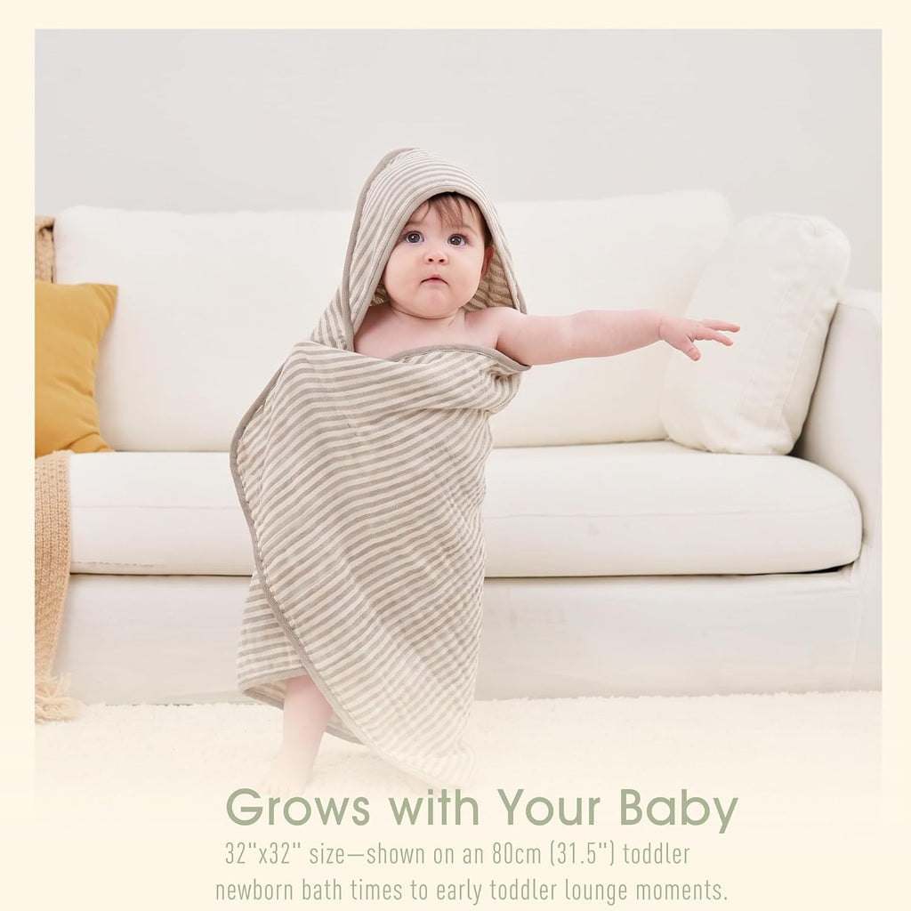 Muslin Baby Bath Towels Set Organic Cotton Blend (Earthy Matcha)
